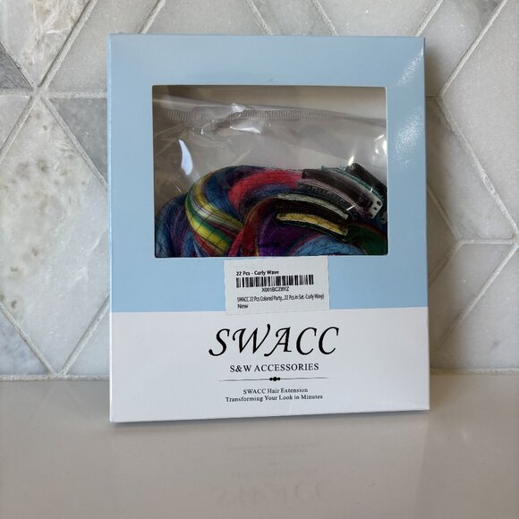 SWACC 22 Piece Colorful Party Hair Extensions Curly Wave New S&W Accessories NWT - Picture 2 of 7